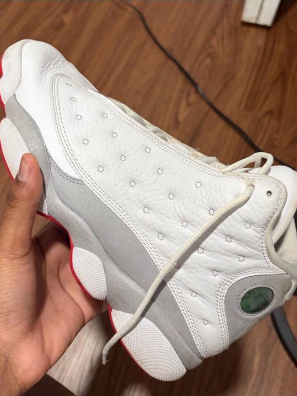 Jordan Women's White, Gray and Red Retro Basketball Sneakers